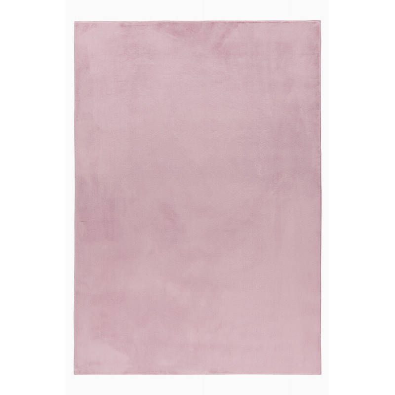 POUFFY Unicolor rosa rektangulært kortluvet tæppe - 160 x 230 cm