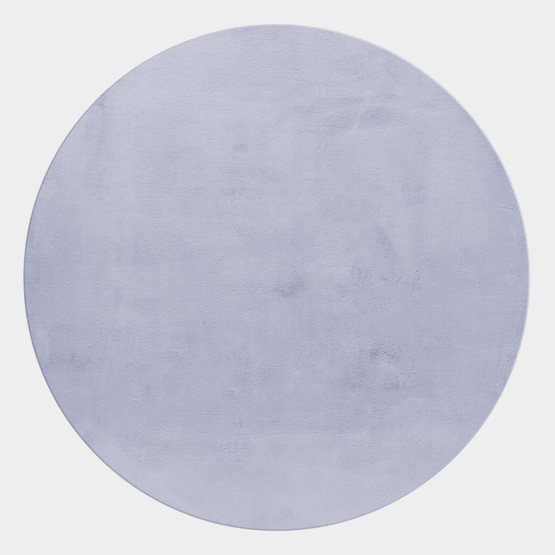 POUFFY Unicolor sølv rundt kortluvet tæppe - 200 x 200 cm