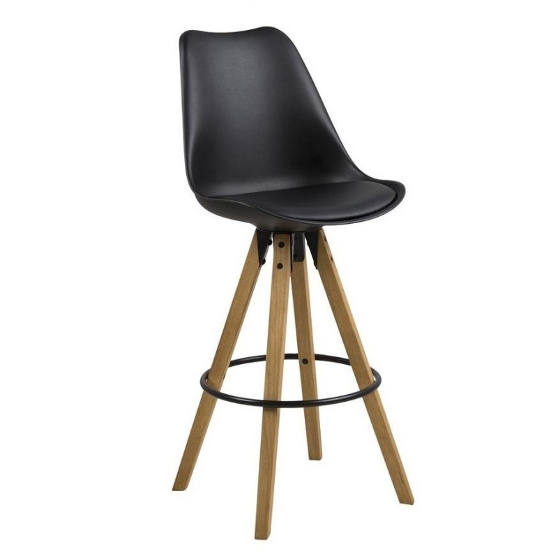 Dima barstol - Sort m. oliebehandlede træben billede