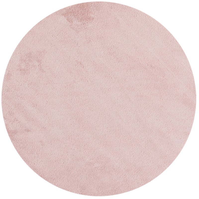 SKY Unicolor rundt kortluvet tæppe rosa - 200 x 200 cm