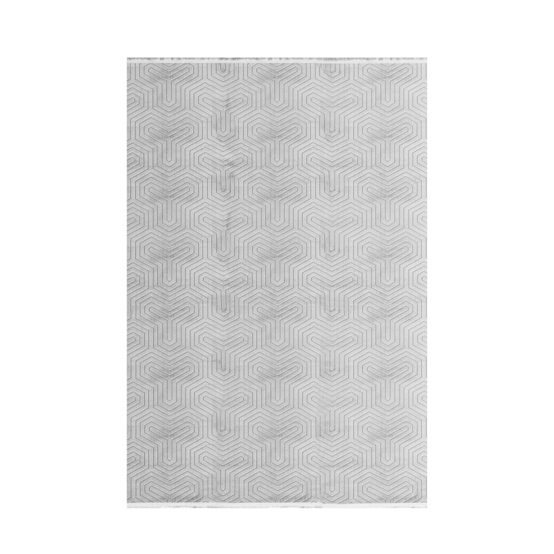 Style Kortluvet tæppe Ensfarvet - Sølv - 200x290