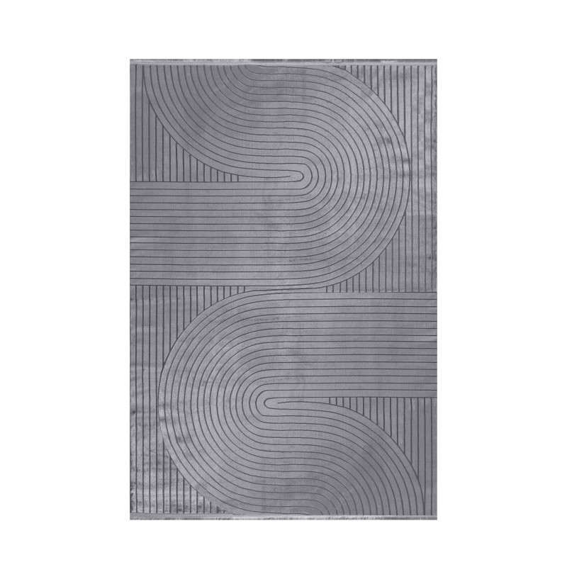 Style Kortluvet tæppe Ensfarvet - Grå - 200x290