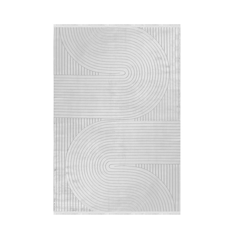 Style Kortluvet tæppe Ensfarvet - Sølv - 200x290