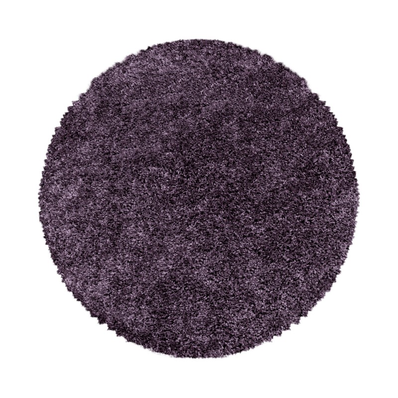 Sydney Rund Shaggy tæppe Ensfarvet - Violet - 160x160 (Rund)