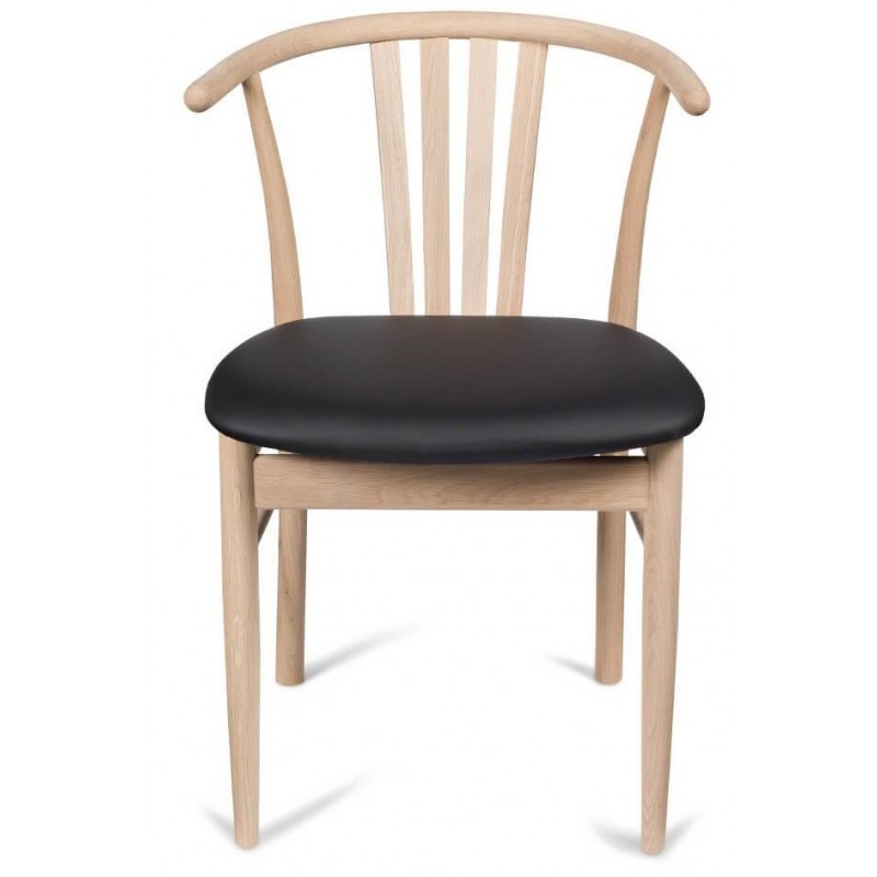 Jane spisebordsstol - ubehandlet eg - sort ægte læder