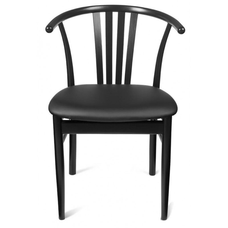 Jane spisebordsstol - sortlakeret bøg  - ægte læder