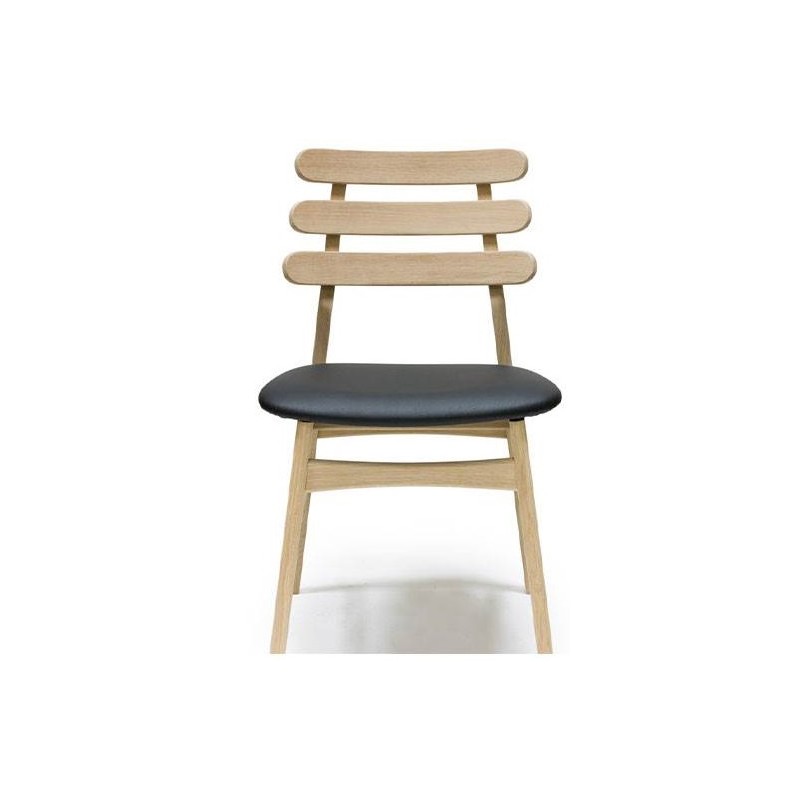 Charlotte spisebordsstol - hvidolieret eg - sort læder