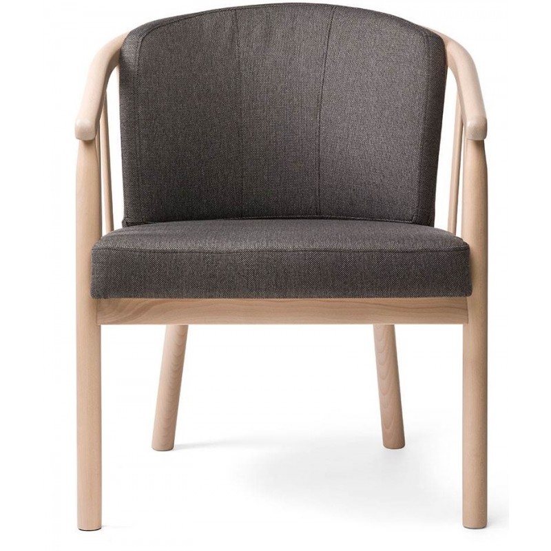 Ohio lænestol i lakeret bøg - gråt stof