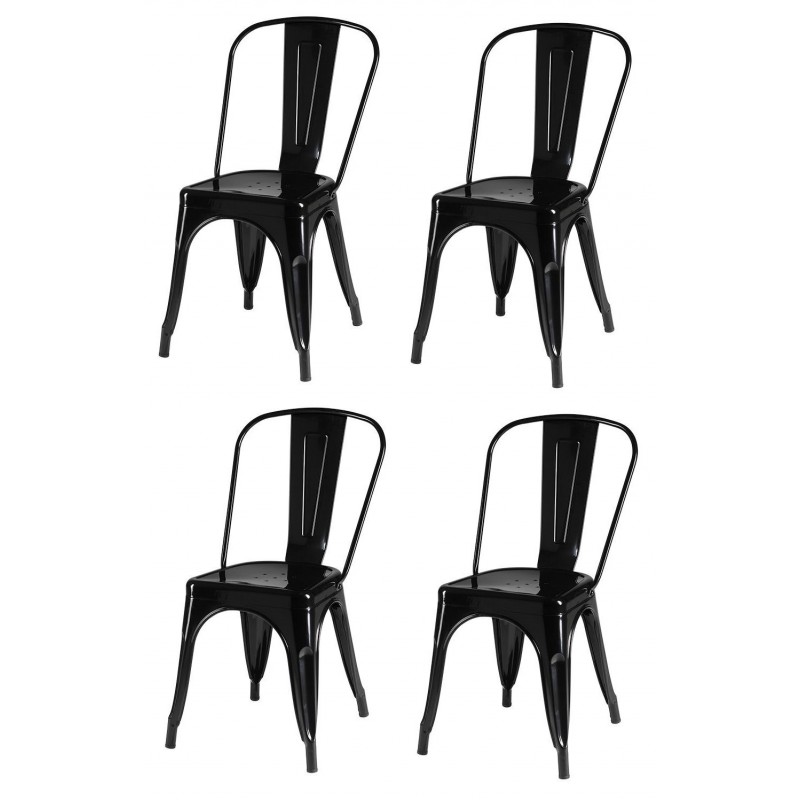 4 x Korona spisestuestole i sort lakeret stål billede