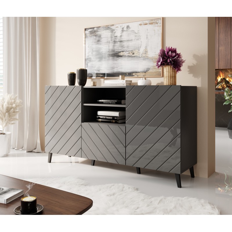 Kommode ABETO mat Hvid/ glans Hvid