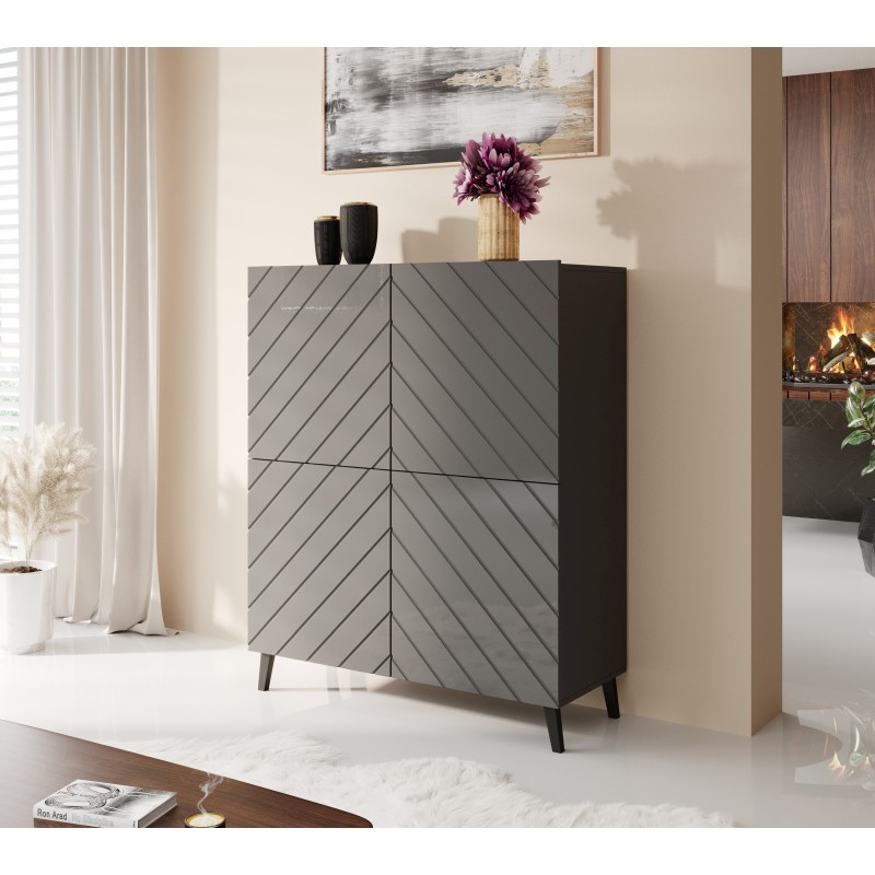 Kommode ABETO mat grafit/ glans grafit