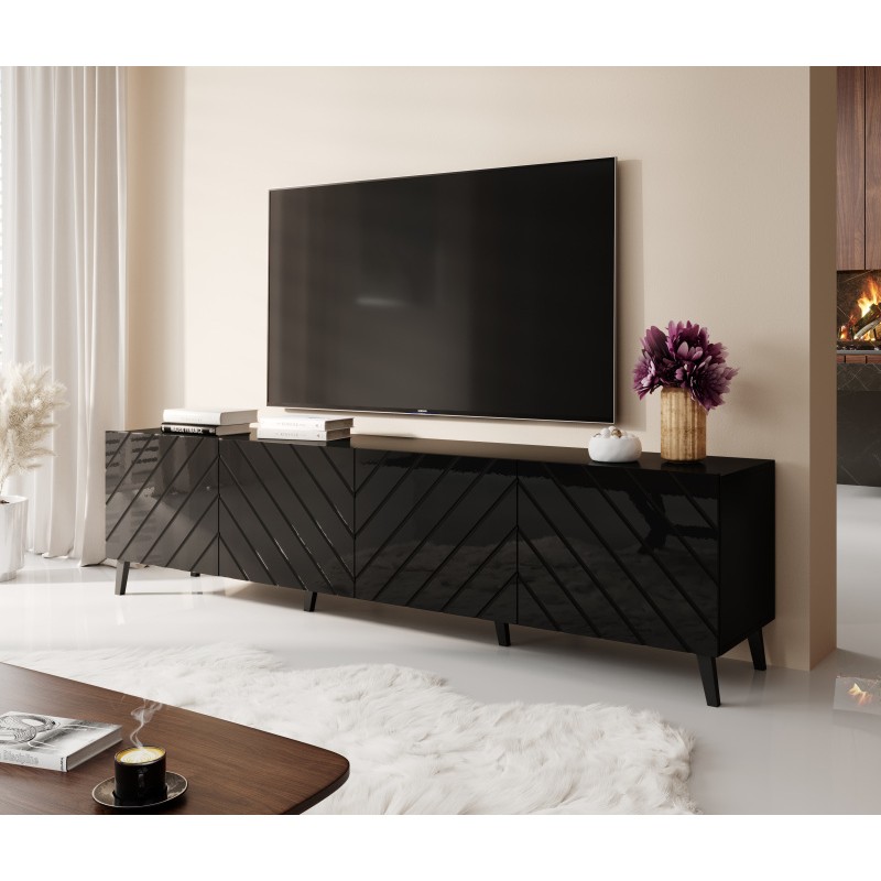 TV bord 200 ABETO mat Sort/ blank Sort