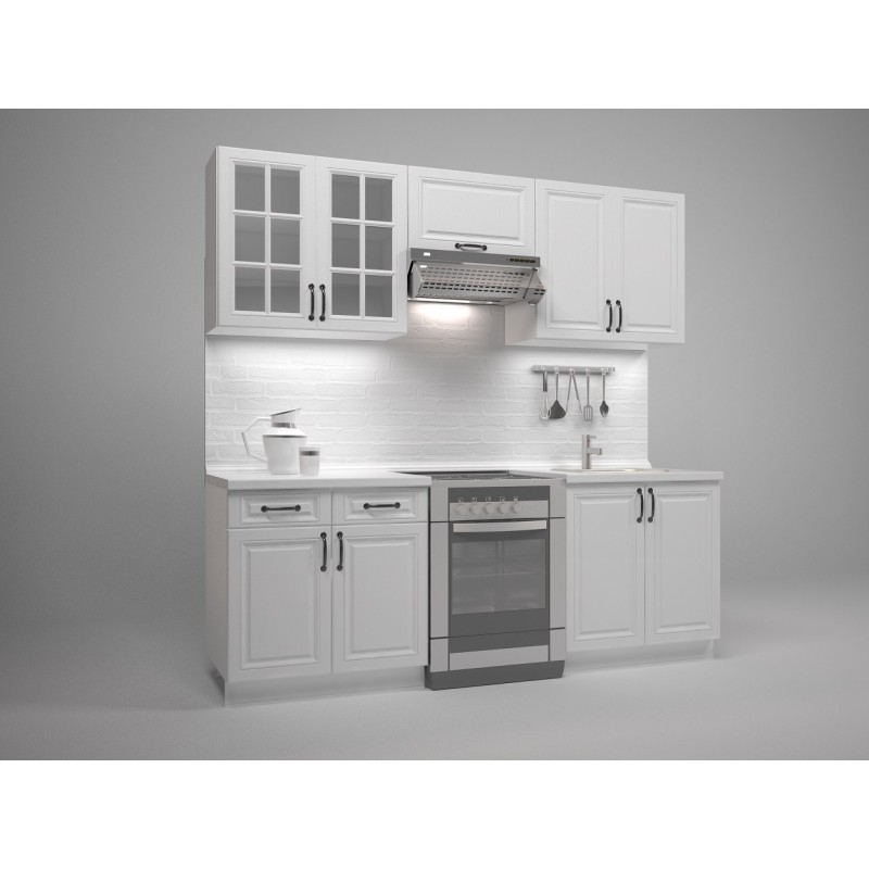 MICHELLA 220 cm Komplet Køkkensæt – Hvid