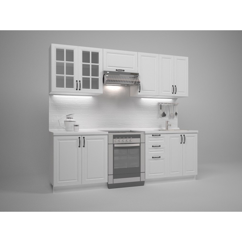 MICHELLA 240 cm Komplet Køkkensæt – Hvid